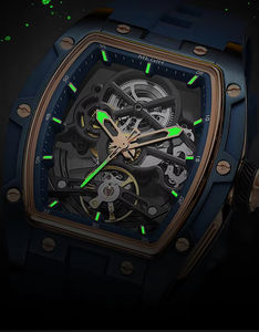 นาฬิกาข้อมือผู้ชาย โครงกระดูกโปร่งใส ระบบออโตเมติก หรูหรา ทรงกระบอกสีขาว สายซิลิโคน - Product Image 6