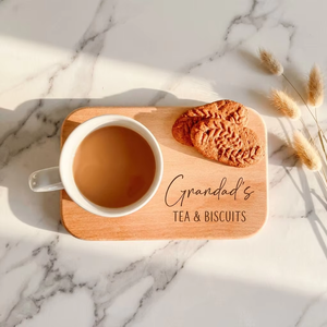 Plateau à biscuits en bois de hêtre personnalisé, gravé, porte-tasses à café pour grand-père et grand-mère, planche à collation en bois, cadeau d'anniversaire pour les grands-parents - Product Image 6