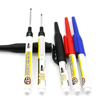 Marqueur permanent à pointe longue pour écriture en profondeur, avec pointe plate de 0,7 mm, rechargeable, pour marquage sur verre, plastique et bois