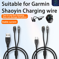 Fil de charge mâle de type c de haute précision 2-en-1 Port magnétique 4Pin 2Pin vers USB un câble d'alimentation pour écouteurs Shokz et montre Garmin