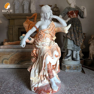 Sculpture de femme nue en pierre naturelle de taille réelle pour jardin extérieur, sculpture de sirène princesse en marbre sculptée à la main - Product Image 4