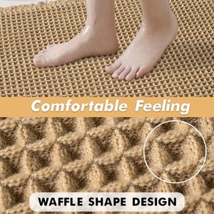 Tapis de sol de salle de bain antidérapant en tissu gaufré thermocollé, design à pompons, absorbant l'eau, pour l'entrée de la douche - Product Image 5