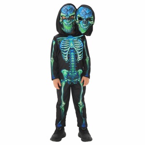 Disfraz de calavera de doble cabeza para Halloween, traje de poliéster estampado para niños, para cosplay, actuaciones en escenario, fiestas y juegos de rol - Product Image 5