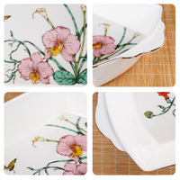YST Céramique Grès Ensembles De Vaisselle De Luxe-Grandes Assiettes Tasses À Café Couvercle Fleur Decal Design Hôtel Restaurant Soupe Alimentaire