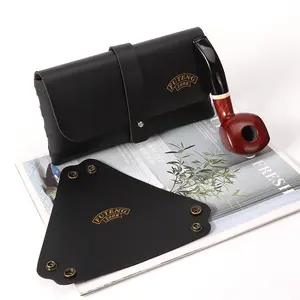 Erliao Nouveau design sac pour pipe à fumer en gros sac à tabac portable pochettes pour pipe en cuir PU