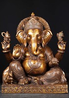 Sculpture de statue de Ganesh de dieu hindou en bronze religieux de haute qualité sur mesure