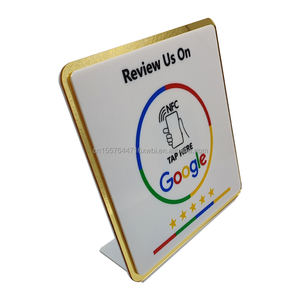อะ<span class=keywords><strong>ค</strong></span>ริลิ<span class=keywords><strong>ค</strong></span> Google Review NFC ขาตั้งบนโต๊ะ13.56MHz พิมพ์โลโก้แบบกำหนดเอง Google Review NFC PVC กา<span class=keywords><strong>ร์</strong></span>ดรีวิวห้าดาว - Product Image 1