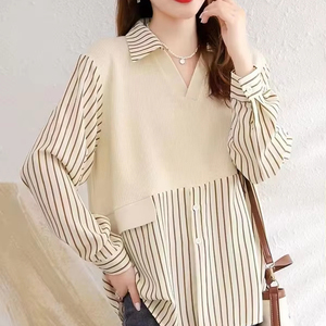Top informal de otoño para mujer, nuevo conjunto de dos piezas de punto falso de manga larga de <span class=keywords><strong>estilo</strong></span> explosivo, elegante, ajustado para chicas regordetas, patrón sólido - Product Image 1