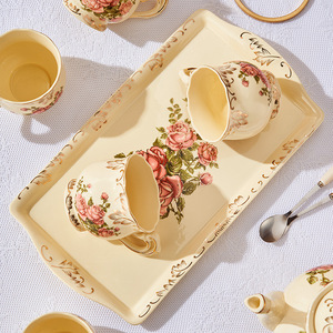 Service à thé en porcelaine rose ivoire vintage avec théière, motif floral, idéal pour un cadeau - Product Image 5