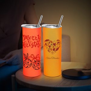 Gobelets de sublimation de 20 oz, lumineux dans le noir, fins et droits, vierges, avec paille et couvercle, pour tasses à café et thermos - Product Image 6