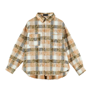 TKAN229 Custom Spring Autumn Men Checkered Long Sleeve <b>Shirt</b> Distressed Casual <b>Plaid</b> Flannel Button <b>Plaid</b> <b>Shirt</b> for Men - Product Image 3