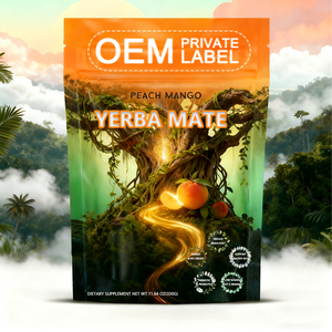 Alimento Saudável Yerba Mate em Pó Instantâneo Vegano Sabor Pêssego e Manga, Embalagem para Suporte à Saúde Intestinal e Melhoria da Memória - Product Image 1