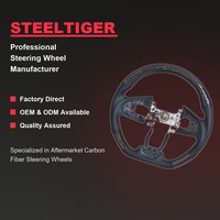 Volant de direction sport en fibre de carbone et cuir STEELTIGER en forme de D, à fond plat, pour Honda CIVIC Sport personnalisé