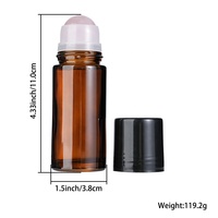 TGS GEMS Flacon roll-on en verre ambré de 50 ml pour huiles essentielles avec bille en quartz rose, MOQ 100 pièces