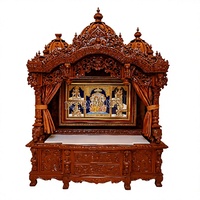 Mandir en bois de teck sculpté à la main de grande taille, style Swaminarayan, pour la maison, style traditionnel britannique, temple de prière exclusif, USA.
