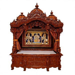 Luxury Big Size Wooden Mandir For <b>Home</b> UK Teak Wood Temple Hindu Temple for <b>Home</b> Wooden Pooja Temple Hand Carved Temple - Product Image 1