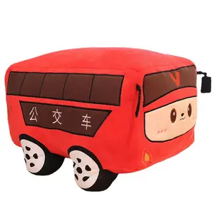 Car plush toy children's creative gift bed police car pillow doll bus shape stuffed plush toy