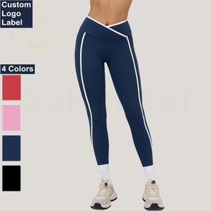<span class=keywords><strong>Leggings</strong></span> <span class=keywords><strong>Sportivi</strong></span> a Righe Aderenti ad Asciugatura Rapida per Donna, Fitness, Palestra, Rosso, Rosa, Blu Navy, Nero, Modellanti, per Corsa SQ9528 - Product Image 1