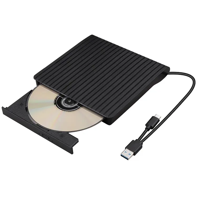 Lecteur DVD USB 3.0 et Type C Graveur de CD Enregistreur de lecture-écriture Hblack Lecteur DVD-RW externe Lecteur d'écriture