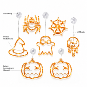 Lumières d'Halloween pour fenêtres et portes, décorations de fête à domicile, à piles, avec ventouse puissante, pour intérieur - Product Image 4