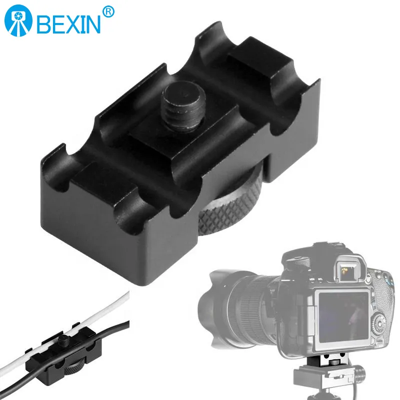 BEXIN USB 데이터 케이블 보호 패스너 4 라인 슬롯 고정 자료 퀵 릴리스 플레이트 삼각대 헤드 DSLR 카메라 캠코더