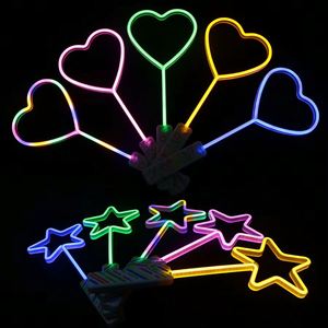 Star <b>LED</b> Neon Party <b>Lights</b> Flashing Heart-Shaped Glow Toy Plastic <b>Light</b>-Up Wand for Halloween Christmas Valentine's Day - Product Image 2
