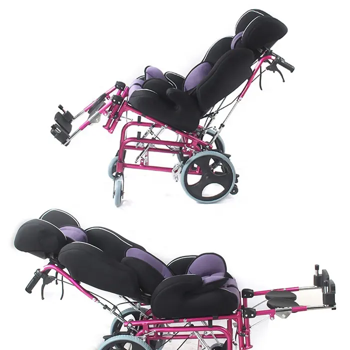 Leichter manueller Rollstuhl aus Aluminium legierung Tragbarer, faltbarer, verstellbarer Rollstuhl für Kinder mit Zerebral parese