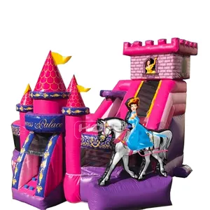 Diverso puente de lujo niñas fiesta eventos inflable Moonwalk castillo hinchable tobogán princesa PVC Casa de rebote con tobogán