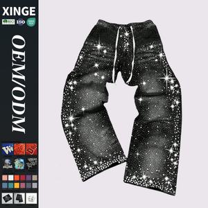 Pantalon de jogging déchiré pour homme en tissu tricoté, imprimé pailleté, style décontracté, sport, streetwear, hip-hop, avec cordon de serrage - Product Image 1