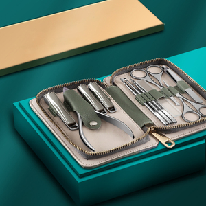 Kit professionnel de manucure et pédicure, ensemble complet d'outils de soin des ongles en acier inoxydable avec pochette en cuir à fermeture éclair pour la maison - Product Image 2