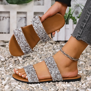 Women's Flat-Bottomed Flip-Flops for Spring and Summer 2025 Best Choice for Styling with Skirts PU <b>Insole</b> Women's Slippers - Product Image 3