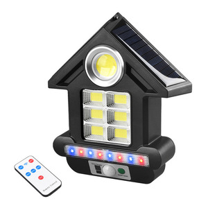 Lampe murale solaire avec télécommande, lampe de sécurité extérieure à LED COB, étanche, design en forme de maison - Product Image 1
