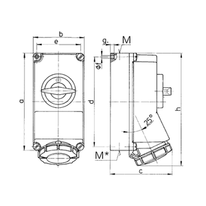 Enchufe con Interruptor Trifásico Enclavable CEE/IEC de 16A 230V IP67 TYP-7012 para Aplicaciones Industriales, Fabricado en Plástico - Product Image 2