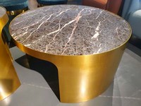 Table basse de luxe en marbre et acier inoxydable doré - Meubles de salon - Meubles pour la maison - Prix d'usine