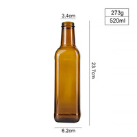 Bouteille en verre ronde transparente ambrée de 520 ml pour boissons, huile, vinaigrette, bière, avec logo personnalisé en gros
