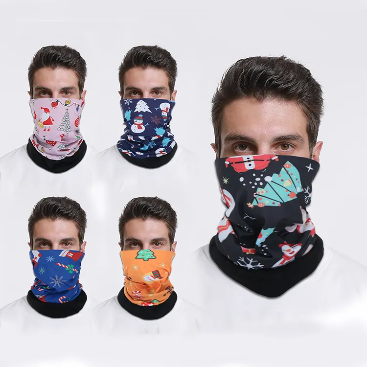 Giáng Sinh Vui Vẻ Windproof Tùy Chỉnh In Đàn Hồi Polyester Polar Fleece Cổ Ấm Mặt Bìa Bandana