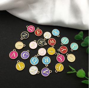 Accessoires de bijoux DIY, bracelet en émail double face, boucles d'oreilles, petit pendentif, breloque 26 lettres - Product Image 5