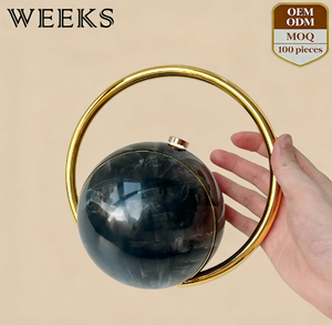 ZP8212 Borsa da Donna con Motivo Marmorizzato, Pochette Elegante per Sfilate di Moda, Borsetta Rotonda in Acrilico - Product Image 1