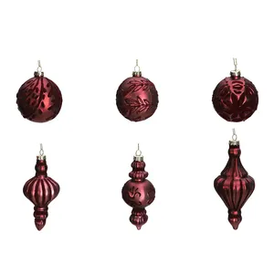 Burgundy <span class=keywords><strong>Red</strong></span> giáng sinh Bóng thủy tinh trang trí cho cây Xmas cho kỳ nghỉ đám cưới Xmas bên thân thiện với môi trường - Product Image 2