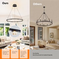 Lustre Classique Moderne à 1 Anneau, Suspension en Cristal Or/Blanc/Noir, Luminaire de Luxe pour Salon à Plafond Haut