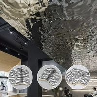 Panneau mural en placage de bois en fibre de bambou et charbon de bois, design 3D ondulé effet eau, 1,22*2,44/2,9m, feuille de cristal de carbone