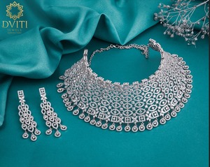 Classique élégant 925 collier ras du cou en argent élégant ensembles de bijoux d'imitation noire avec pierre naturelle - Product Image 1