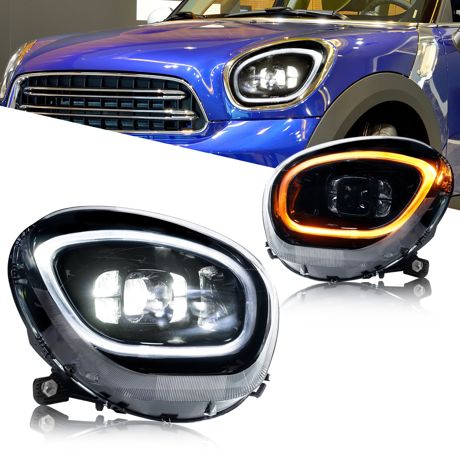 Archaic Manufacturer R60 head Lights LED Sequential Compatible 2010-2016 Countryman John Cooper works headlight For BMW Mini