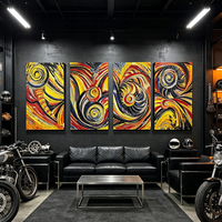 Art décoratif abstrait 3D rectangulaire, art mural fait main en MDF, cadre noir suspendu, adapté à la décoration d'hôtel et de maison