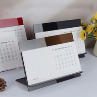 Calendrier de bureau en acrylique transparent de luxe personnalisé 2027, vente en gros, support de calendrier de table en acrylique transparent avec recharges de planificateur en papier