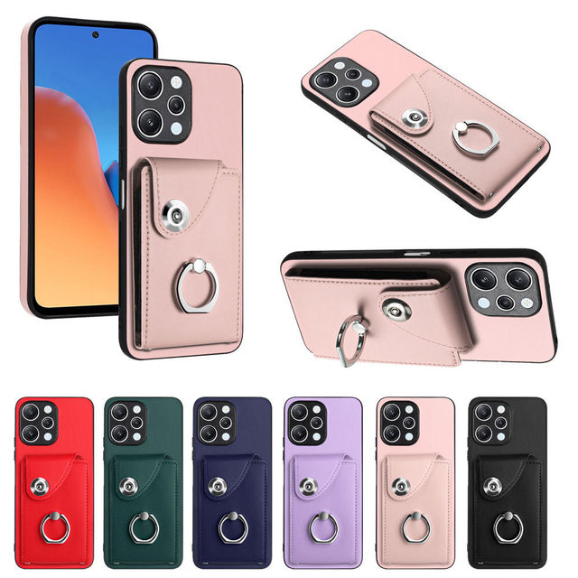 Leather Wallet Card Slots TPU Cover for Xiaomi Poco C65 X5 X6 for Redmi Note 12 13 Pro 12C 13C 11A Ring Stand Holder Phone Case