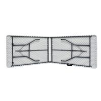 Mesa Plegable Rectangular Blanca de HDPE de 6 pies, Muebles de Exterior para Comedor, Almacén y Hotel, Playa, Camping, Picnic