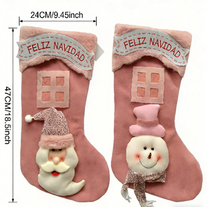 Bolsa de Regalo Navideña Rosa con Logotipo Personalizado, Decoración de <span class=keywords><strong>Santa</strong></span> Claus y Muñeco de Nieve, Bolsa de Regalo Cálida para Colgar <span class=keywords><strong>en</strong></span> el Árbol de Navidad, <span class=keywords><strong>Chimenea</strong></span> y Decoración del Hogar - Product Image 3