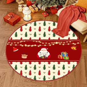 Factory Supply Merry Christmas Carpet Vintage Living Room <b>Mat</b> Non-slip Soft Washable <b>Large</b> Round Area Rug for Floor - Product Image 5
