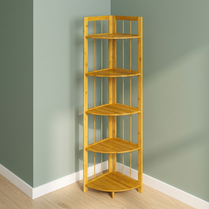 Organisateur d'angle multifonctionnel portable en bambou ERKUGO de qualité supérieure, 5 niveaux, 130x30cm - Product Image 3
